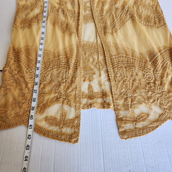 Windsor Women's Size M Floral Embroidered Sheer Lace Kimono Duster Cardigan - Picture 12 of 14